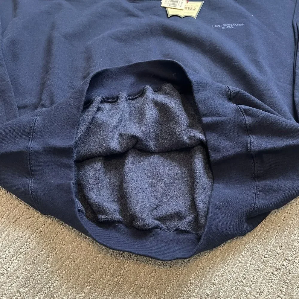 Vintage NWT Levis Embroidered Crewneck Sweatshirt Size XXL Blue USA